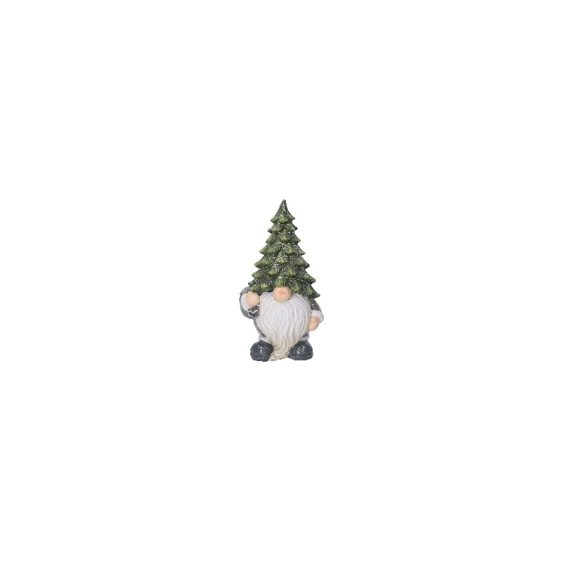Gnomo resina LED albero oro 11x10h21 cm decorazione natalizia