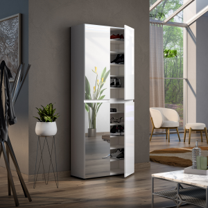 Zoom Scarpiera XXL a 4 ante e 2 specchi MISTER Made in Italy cm 80x35x200h