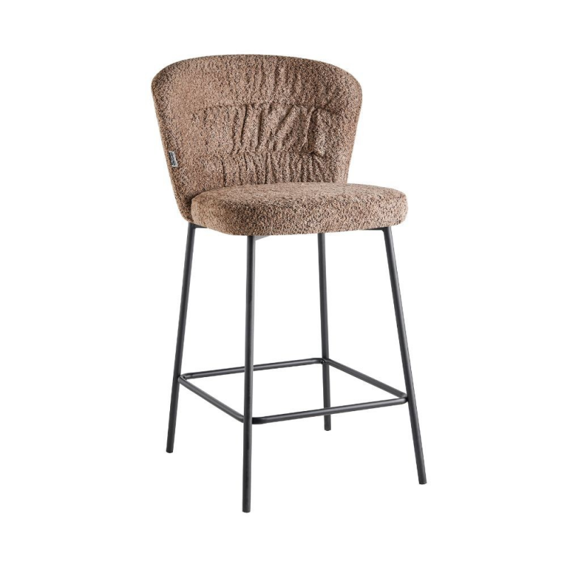 Set 2 sgabelli imbottiti Cami tessuto teddy tortora