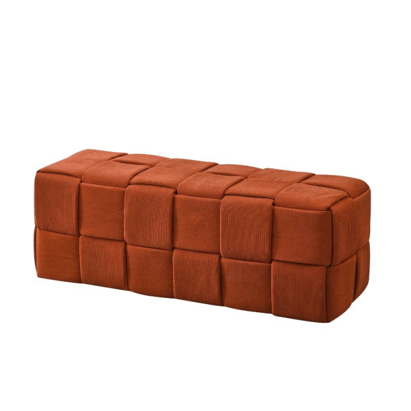 Pouf Den rettangolare intrecciato ruggine pratico e moderno