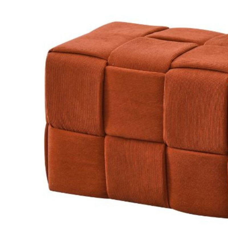 Pouf Den rettangolare intrecciato ruggine pratico e moderno