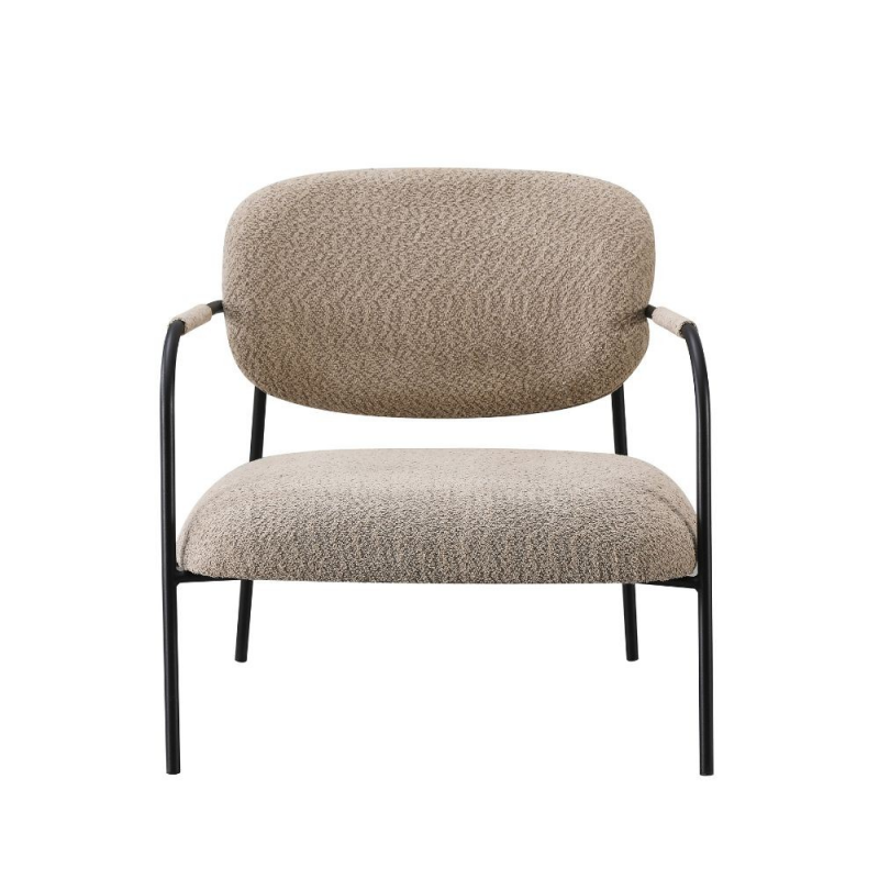 Set 2 poltrone Nat metallo nero tessuto teddy tortora moderne
