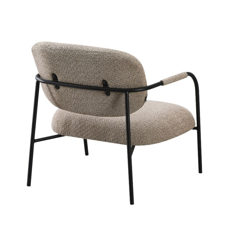 Set 2 poltrone Nat metallo nero tessuto teddy tortora moderne