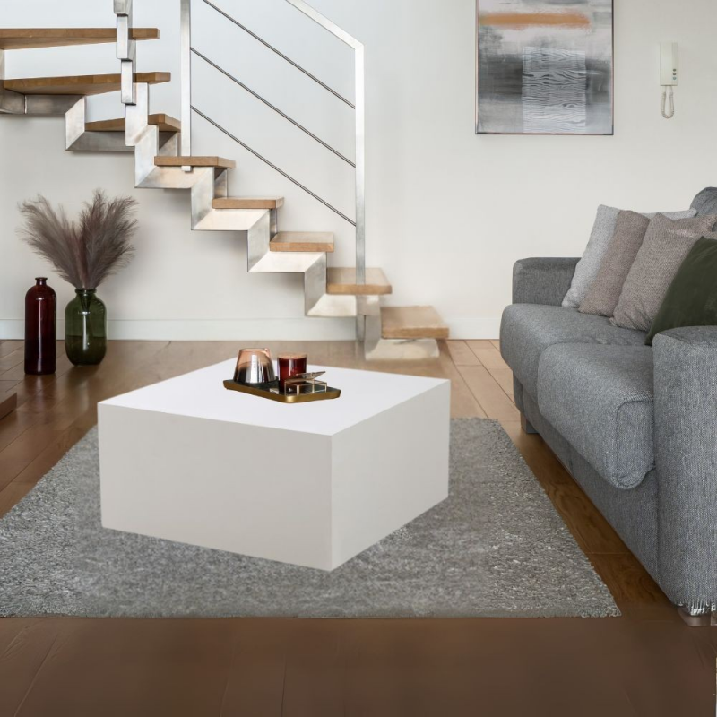 Tavolino da salotto Lola bianco 80x80x40 cm moderno e versatile