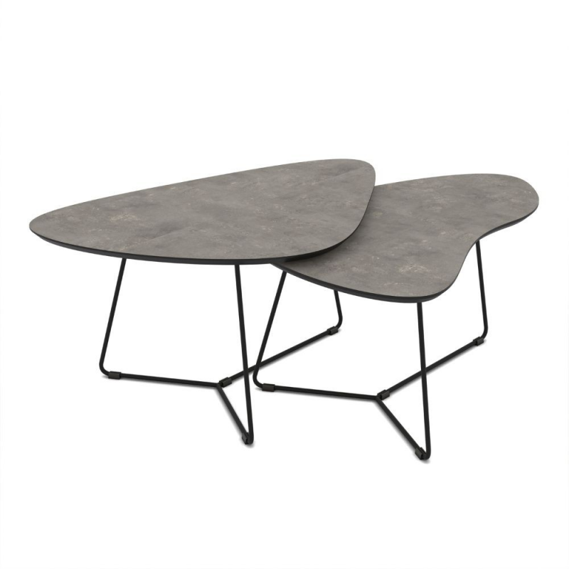 Tavolino da salotto Tussey cemento e metallo nero moderno 80x80x40