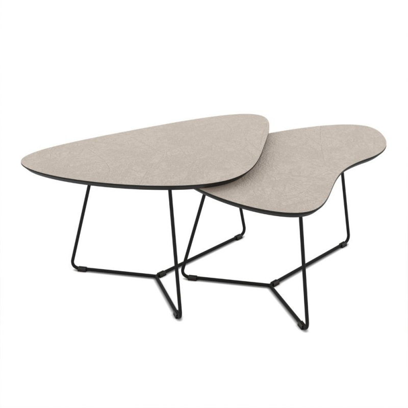 Tavolino Tussey piano cashmere e metallo nero per salotto moderno