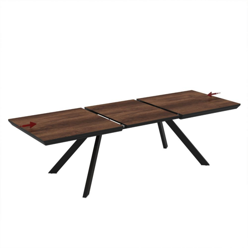Tavolo allungabile Corin piano noce gambe metallo nero moderno