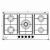 Piano cottura a gas Samet Apollo 2 incasso 5 fuochi 90 cm inox
