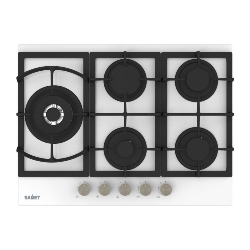 Piano cottura Samet Dafne 70 a gas 5 fuochi vetro bianco 70 cm