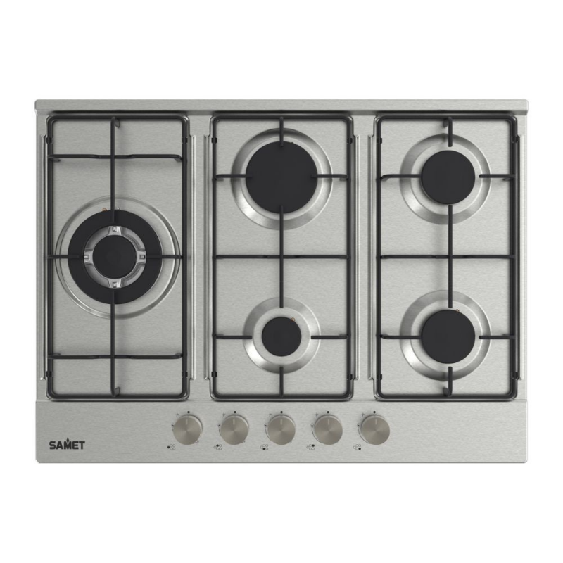 Piano cottura Ercole 2 a gas 5 fuochi 70 cm acciaio inox