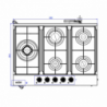 Piano cottura Ercole 2 a gas 5 fuochi 70 cm acciaio inox
