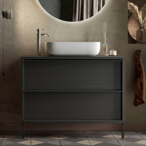 mobile bagno sospeso 105 cm nero frassinato | levante shop