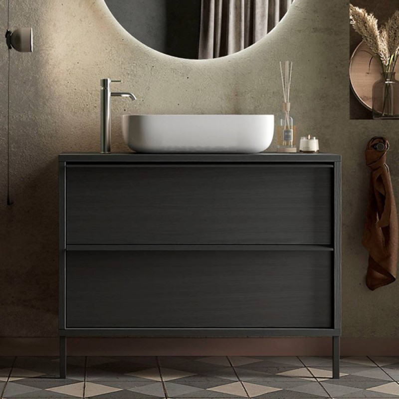 mobile bagno sospeso 105 cm nero frassinato | levante shop