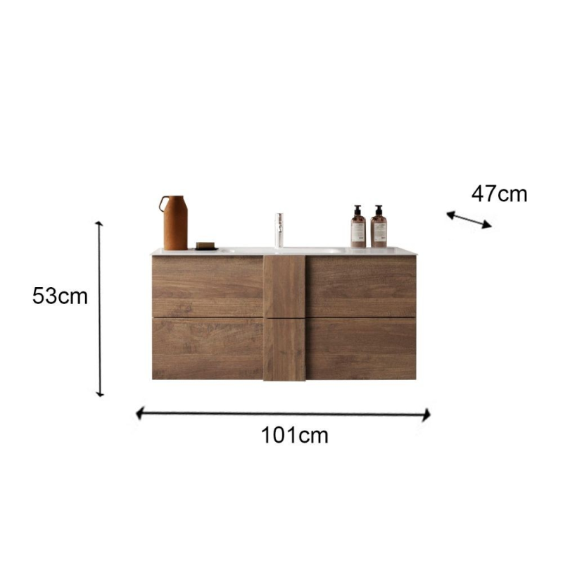 mobile bagno sospeso 100 cm rovere mercure | levante shop