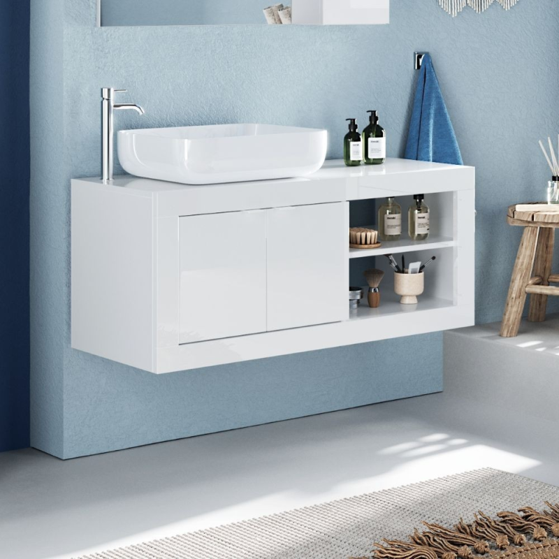 mobile bagno sospeso 92 cm bianco lucido | levante shop
