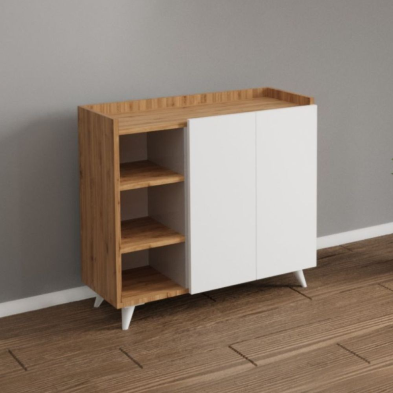Madia Alary vani a giorno rovere ante bianche 90x35x82 moderna