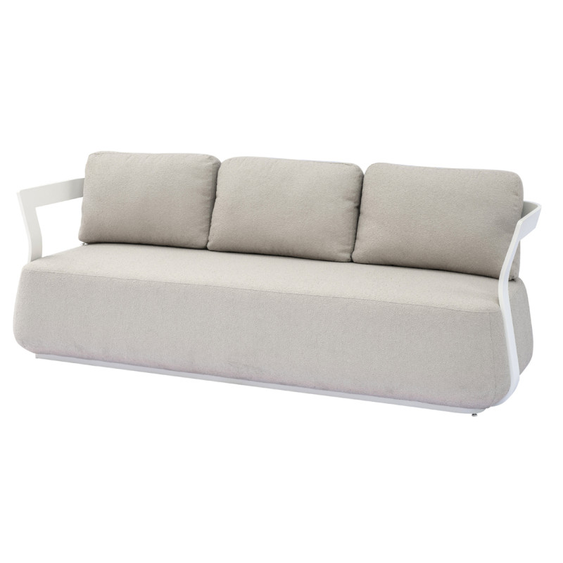 Salotto Monaco Alluminio Bianco Cuscini Alti Beige Moia