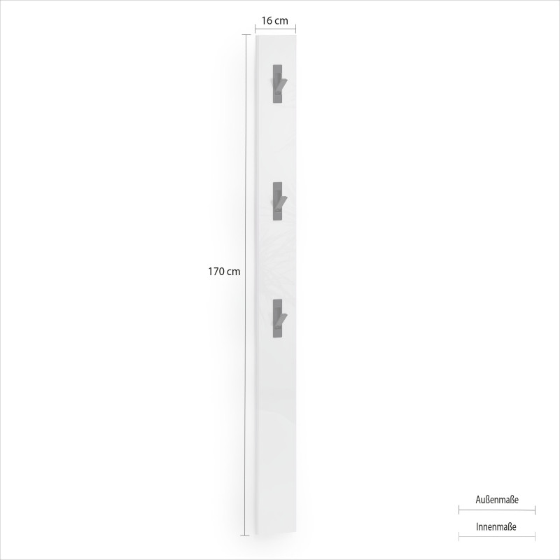 Appendiabiti Zippo da parete moderno bianco salvaspazio