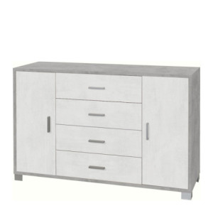 Mobile 2 Ante 4 Cassetti Kit L136 Cemento e Ossido Bianco Sarmog