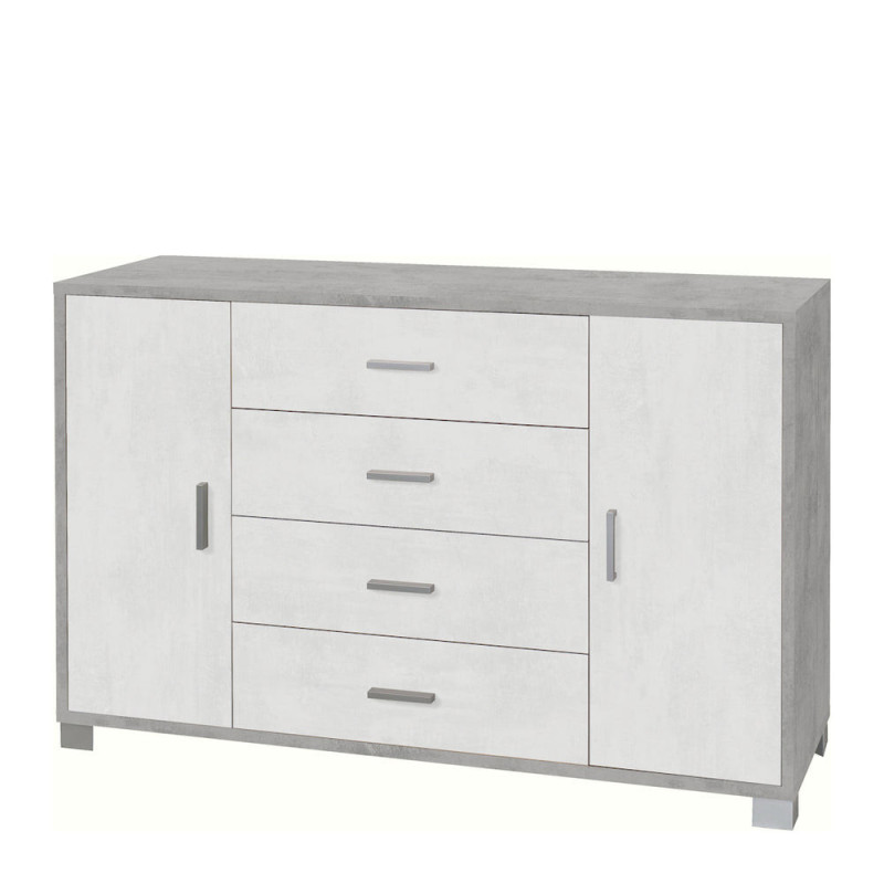 Mobile 2 Ante 4 Cassetti Kit L136 Cemento e Ossido Bianco Sarmog