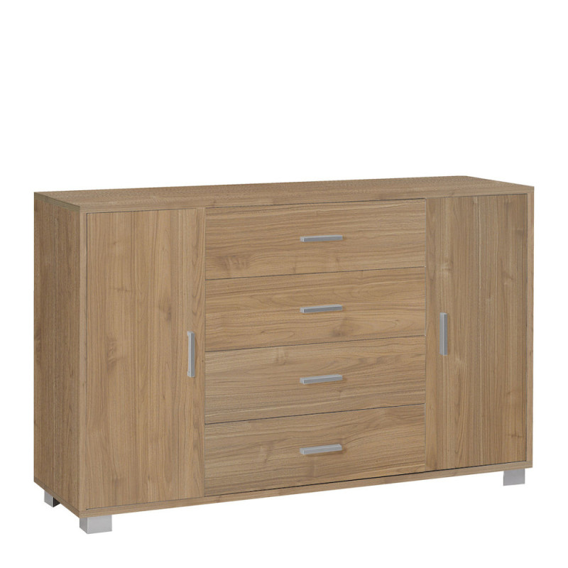Mobile 2 ante 4 cassetti noce Stelvio Sarmog 136x41x86 moderno