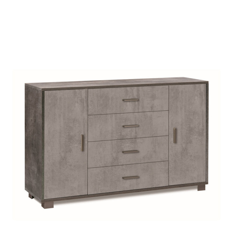 Mobile 2 ante 4 cassetti ossido nero Sarmog 136x41x86 moderno