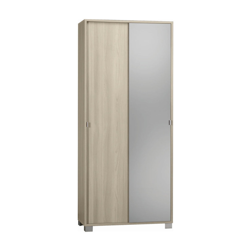 Armadio 2 ante scorrevoli specchio kit olmo chiaro moderno