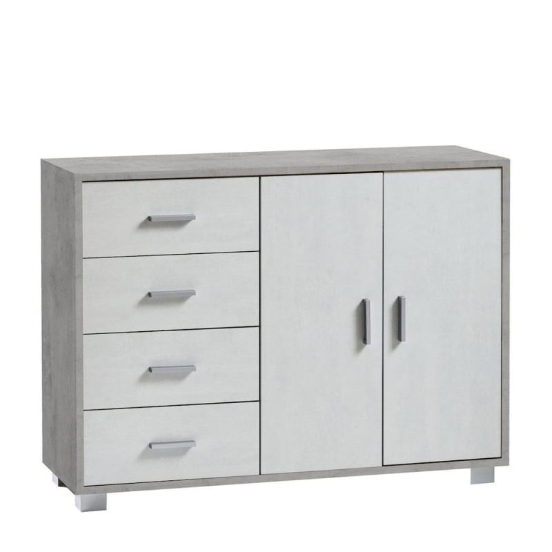 Mobile 2 ante 4 cassetti cemento Sarmog 116x41x86 moderno