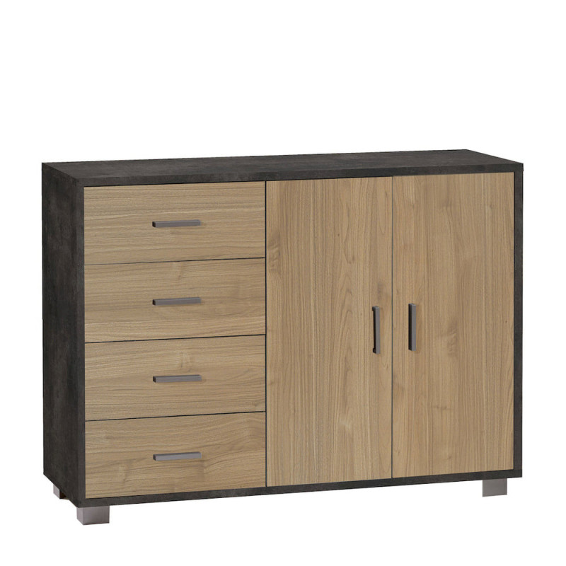 Mobile 2 ante 4 cassetti ossido nero Sarmog 116x41x86 moderno