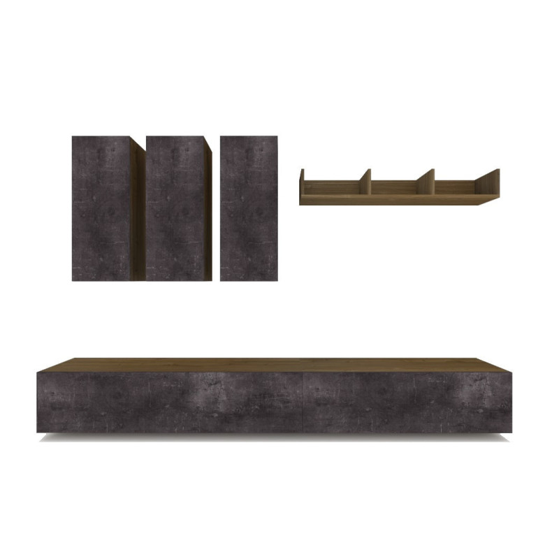 Parete attrezzata H183 L282 noce Stelvio Sarmog 282x45x183h