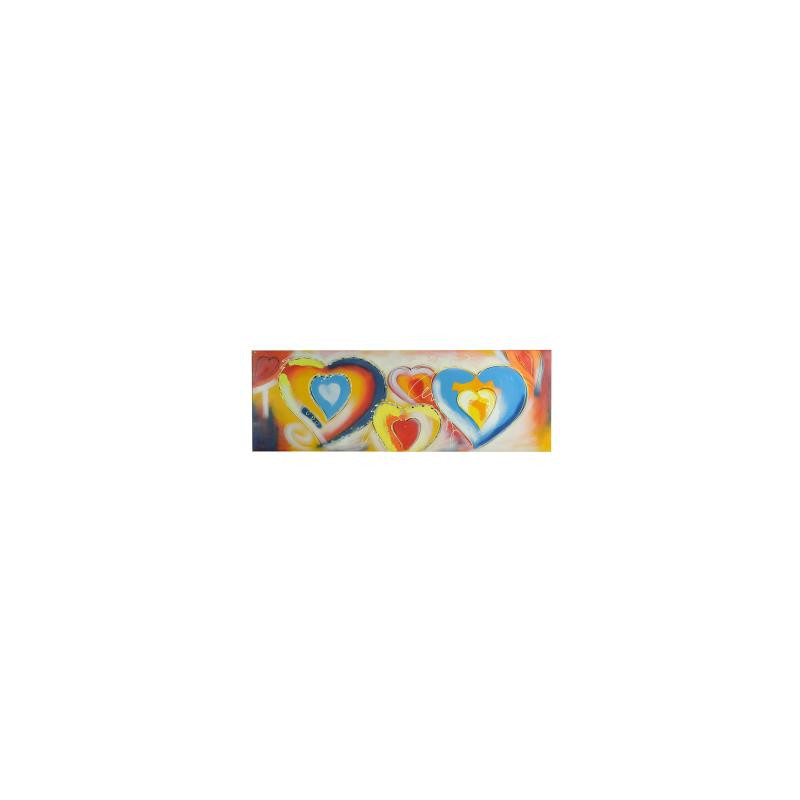 Quadro dipinto astratto cuori 50x150 cm moderno decorativo