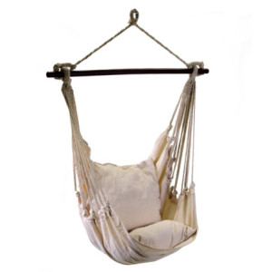 Sedia dondolo tessuto ecru 100x130 cm relax per giardino