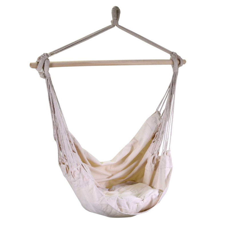 Sedia Dondolo Tessuto Beige con Cuscino | Levante Shop