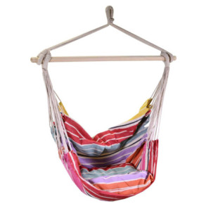Sedia dondolo tessuto righe multicolor con cuscino 130x100 cm