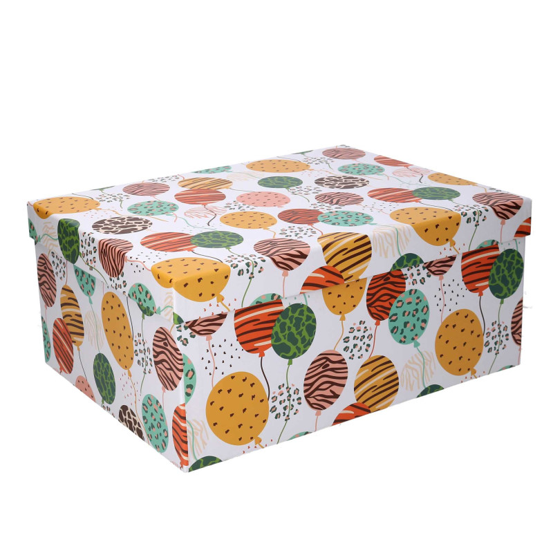 Scatola cartone palloncini rettangolare 37,5x29x16 cm colorata