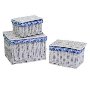 Zoom Scatola vimini 1-3 bianco felce blu rettangolare cm 45x35h30