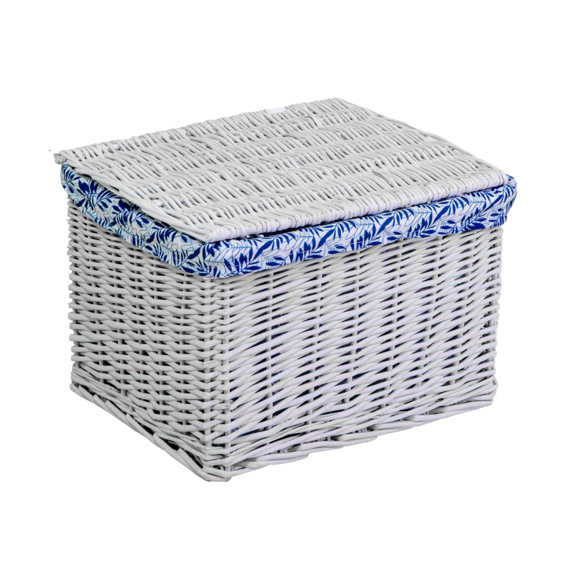 Scatola vimini 1/3 bianco felce blu rettangolare 45x35xH30 cm