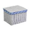 Scatola vimini 1/3 bianco felce blu rettangolare 45x35xH30 cm
