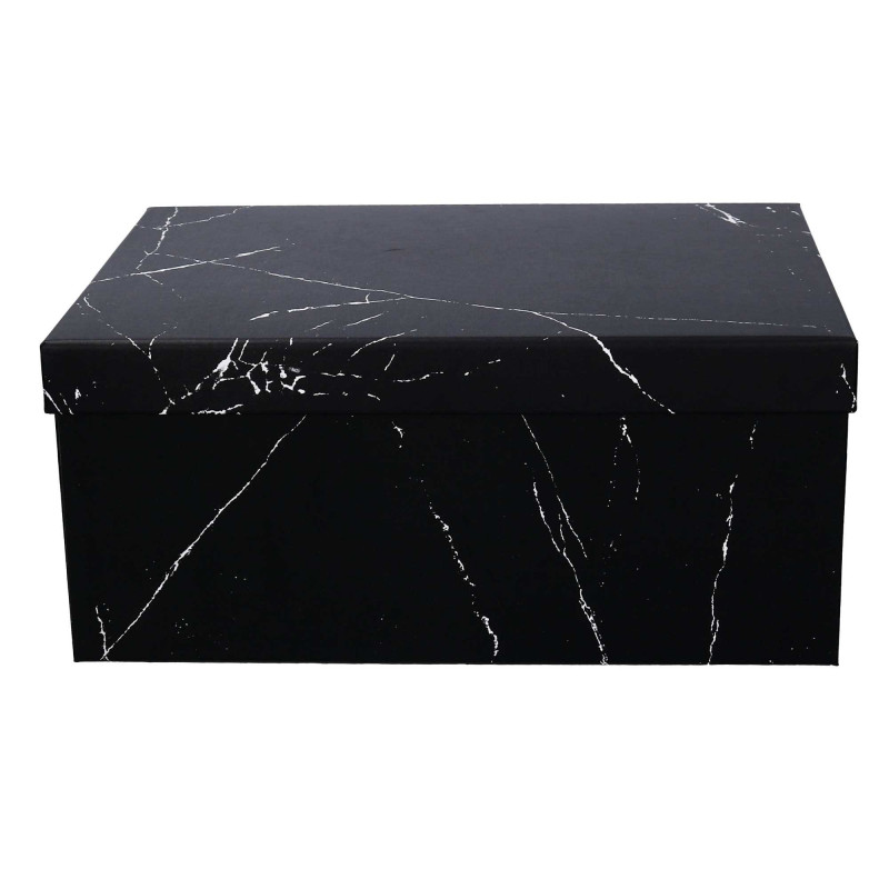 Scatola cartone marmorizzato nero rettangolare 37,5x29x16 cm