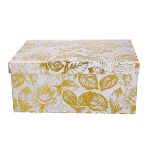 Zoom Scatola cartone 1-10 rose dorate biancorettangolare cm 37,5x29h16