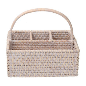 Zoom Portaposate rattan algarve bianco rettangolare cm 26x20h11/22