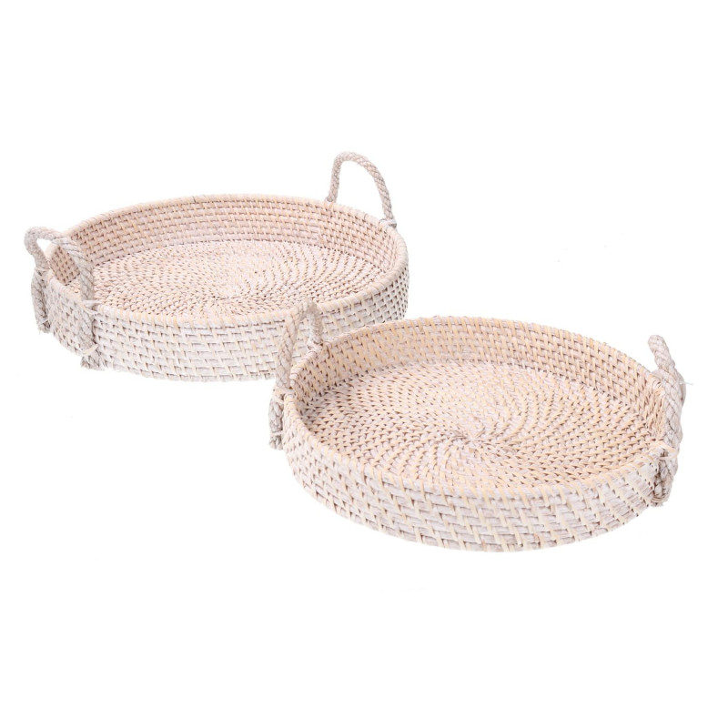 Vassoio rattan Algarve 1/2 bianco tondo elegante resistente