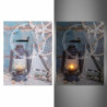 Orologio quadro LED Mare legno con lanterna 30x40 cm parete