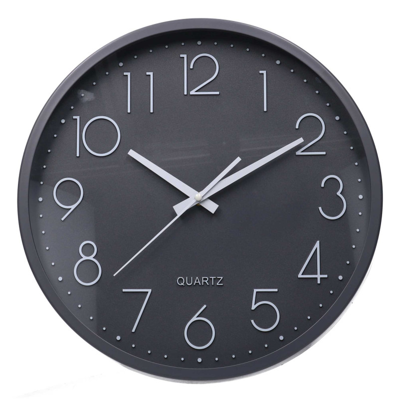 Orologio plastica grigio tondo Ø35 cm moderno e silenzioso