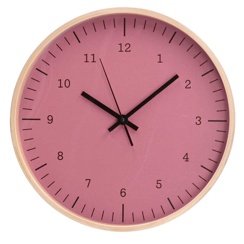 Orologio legno rosa tondo Ø31,5 cm design moderno parete