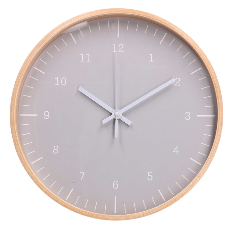 Orologio legno grigio tondo Ø31,5xH5 cm moderno da parete