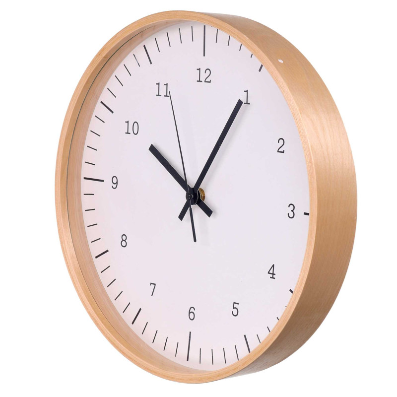 Orologio legno bianco tondo Ø31,5x5 cm design moderno casa