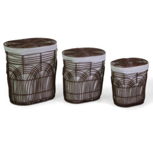 Zoom Cestone plastica archi con fodera 1-3 noce ovale cm 50x35h56