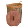 Cestone metallo con fodera e coperchio ovale 45x33xH52 cm robusto