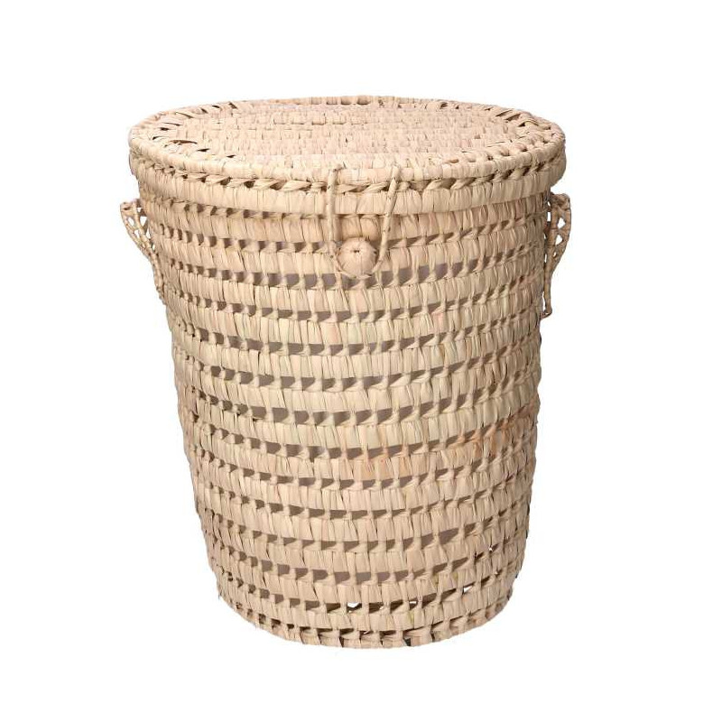 Cestone paglia naturale tondo Ø40xH45 cm capiente e versatile